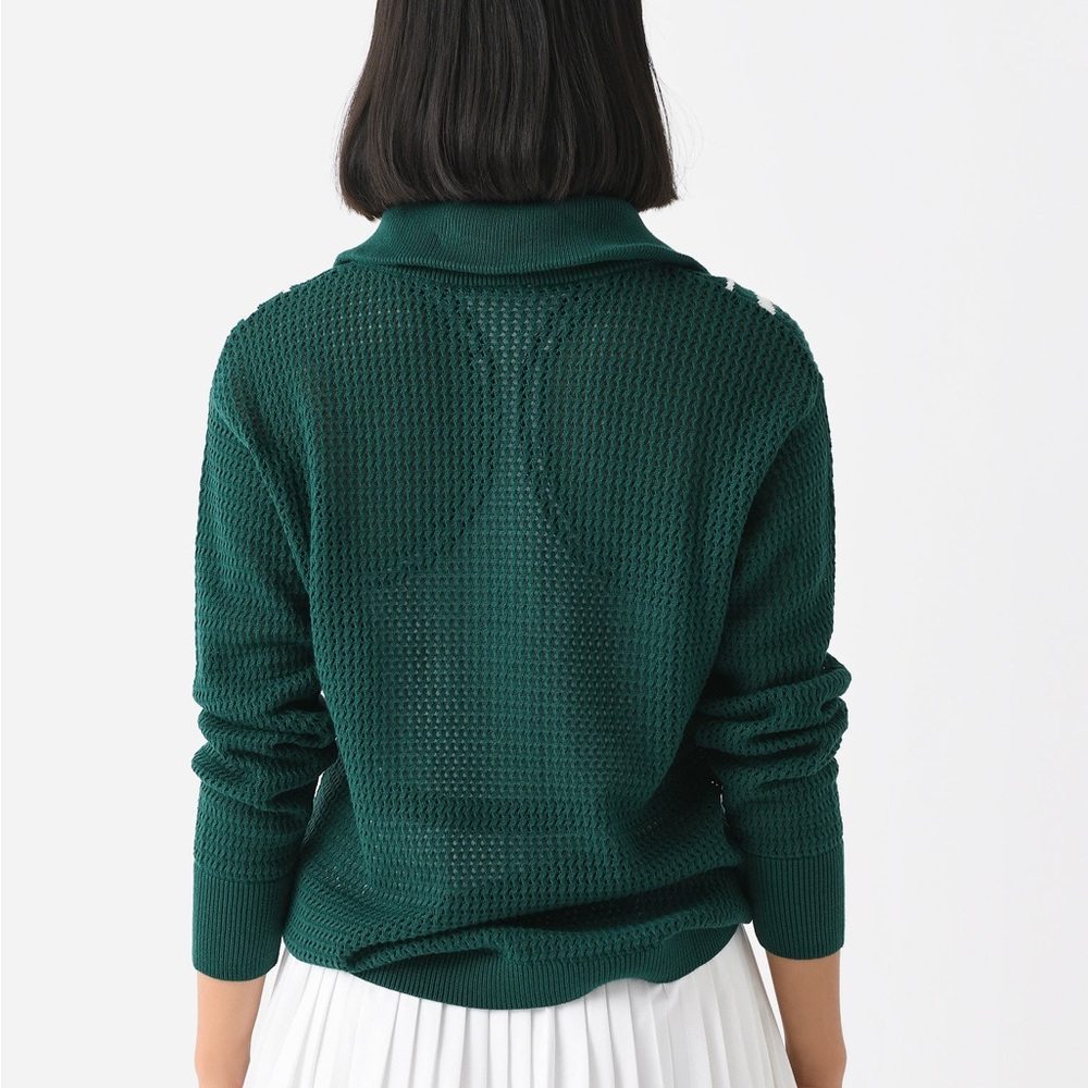 Varley Savannah Forest Green & White Knit Pullover | S - Picture 2 of 8